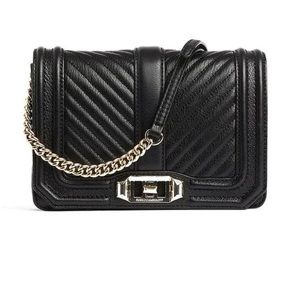 Rebecca Minkoff Love Quilted Black Leather Rose Gold Hardware Crossbody Bag